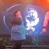 Victoria Edwards and Steve Stevens on stage Credit: SWNS