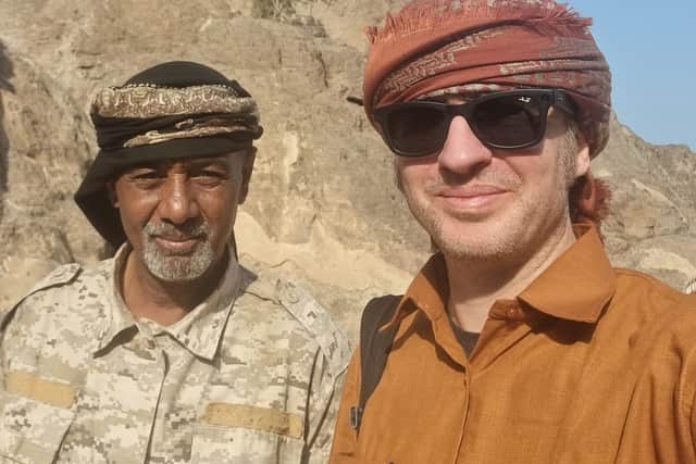 Dylan Harris (right) in Yemen. Credit: Lupine Travel