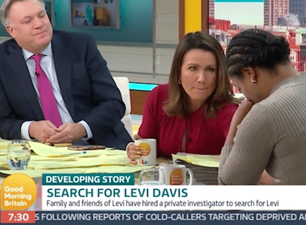 <p>An emotional Susanna Reid seen attempting to comfort Levi Davis’ mum, Julie, who is struggling to hold back tears - Credit: ITV</p>
