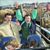 Two Wigan lads who were attempting to ride Southport Pleasureland’s Cyclone roller coaster in reverse non-stop for 24 hours and break a world record in the process. Credit: Frank Orrell