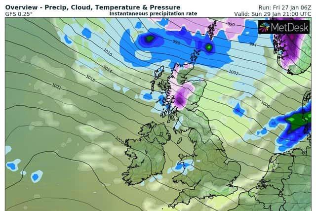 WXCharts predicts Scotland will see the most snowfall before the end of the month