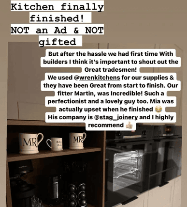 Gemma shared a peek at her new kitchen and also shared the couple’s ‘Mr’ and ‘Mrs’ mugs. (Photo Credit: Instagram/ @glouiseatkinson)