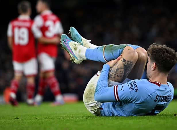 <p>John Stones picked up an injury in the win over Arsenal. Credit: Getty.</p>