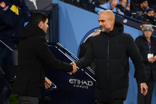 Mikel Arteta and Pep Guardiola are already thinking about Arsenal vs Manchester City next month. Credit: Getty. 