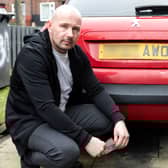Steven Ward with his car. Credit: Lee McLean/SWNS