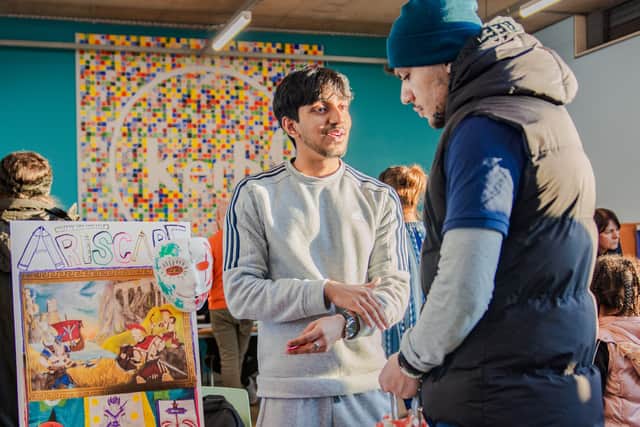 Sufyaan at the community day talking about his project to make the arts and crafts more accessible to young people. Photo: Victor Oderinde - OVO Gallery