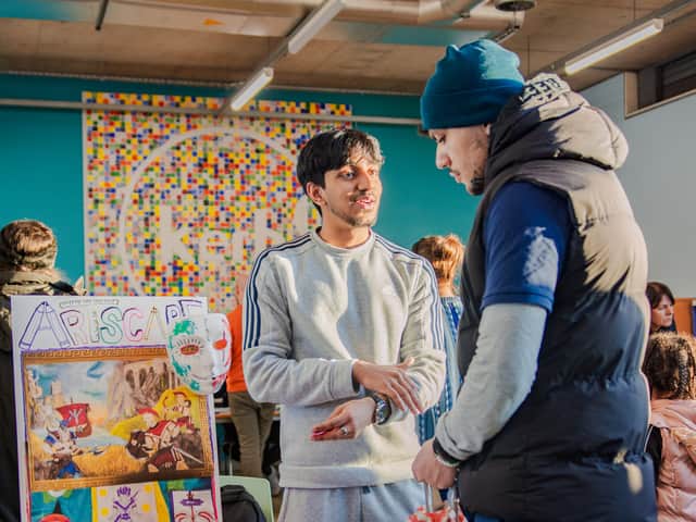 Sufyaan at the community day talking about his project to make the arts and crafts more accessible to young people. Photo: Victor Oderinde - OVO Gallery