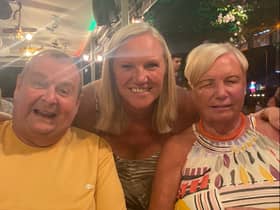 Mark Dixon, with his stepdaughter Nicola and wife Brenda. Credit: Nicola Jackson