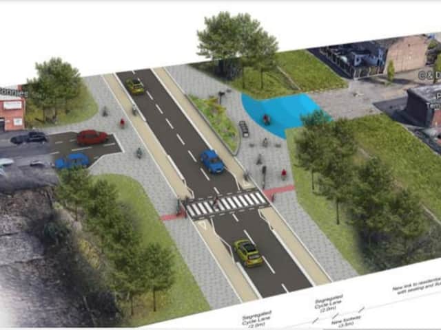 How a section of the A662 Ashton Old Road could look with active travel measures in place. Photo: Manchester City Council