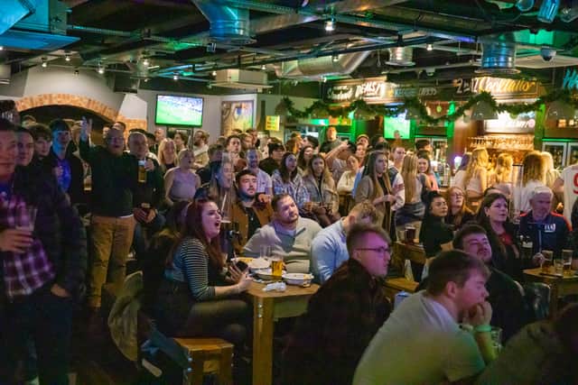 Fans watching the Six Nations in O’Neill’s in the Printworks. Credit: Printworks