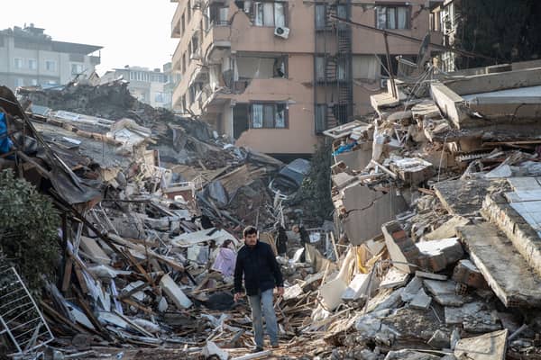 Collapsed buildings in Hatay, Turkey, after a 7.8 magnitude earthquake struck the region. Photo: Getty Images