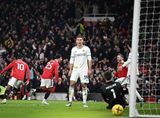Jadon Sancho scored as Manchester United earned a point against Leeds. Credit: Getty.