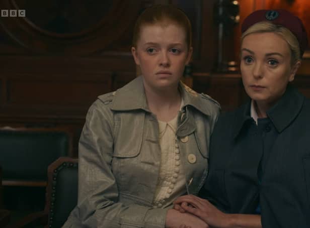<p>Lucy Burrows and Helen George in character on the latest episode of BBC One’s Call the midwife: Credit: BBC One</p>