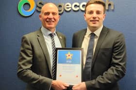 Stagecoach manager Zachary McAskill receiving his Star of the Month award. Credit: Stagecoach
