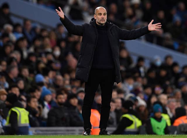 Pep Guardiola sarcastically questioned if Manchester were responsible for Steven Gerrard’s slip. Credit: Getty.