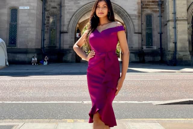 Miss Manchester Anita Saha out the University of Manchester, where she is currently studying for her masters degree in biomedical sciences. Credit: Anita Saha