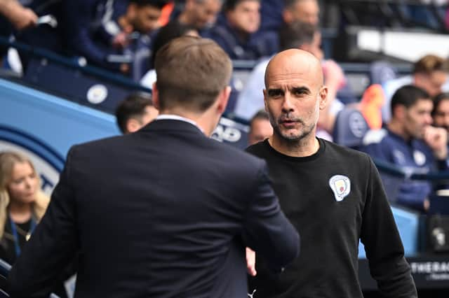 Pep Guardiola apologised to Steven Gerrard for the comments he made about him last week. Credit: Getty.