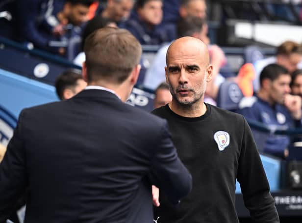 Pep Guardiola apologised to Steven Gerrard for the comments he made about him last week. Credit: Getty.