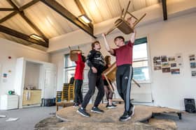 Rehearsals for Too Much World at Once, which is being produced by Box of Tricks. Photo: Chris Payne