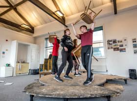 Rehearsals for Too Much World at Once, which is being produced by Box of Tricks. Photo: Chris Payne
