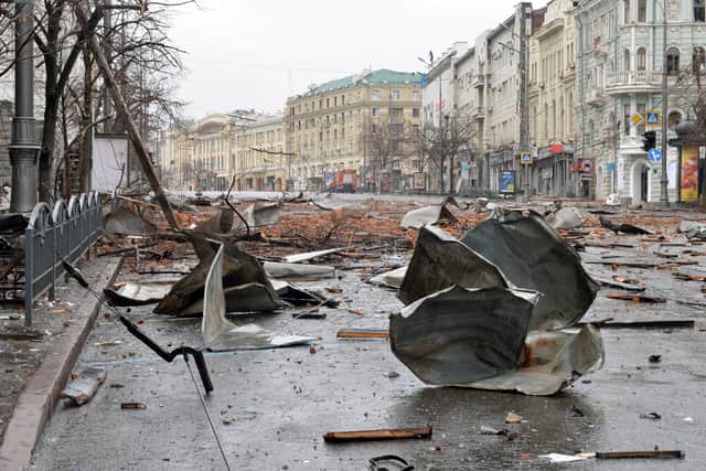 War damage in the city of Kharkiv in Ukraine. Photo: AFP via Getty Images 