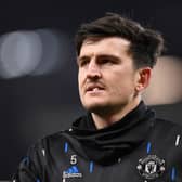 Harry Maguire missed Manchester United vs Leicester City due to a knee injury. Credit: Getty.