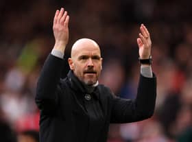 Erik ten Hag was not happy with Manchester United’s start against Leicester. Credit: Getty.