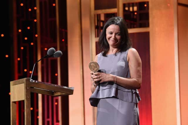  Nicola Shindler speaks on stage during The 76th Annual Peabody Awards  (Photo by Michael Loccisano/Getty Images for Peabody)