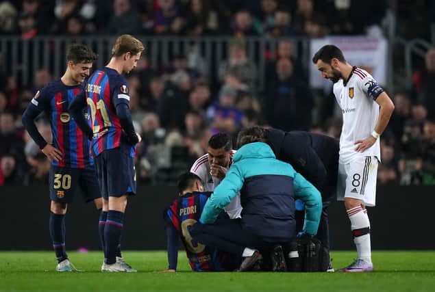 Pedri will miss Barcelona’s clash with Manchester United through injury. Credit: Getty.