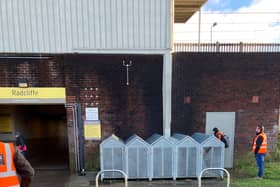 New cycle storage facilities at Radcliffe station on the Metrolink. Photo: TfGM