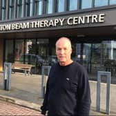 Adrian Bishop, who is the 1,000th patient to receive proton beam therapy at The Christie