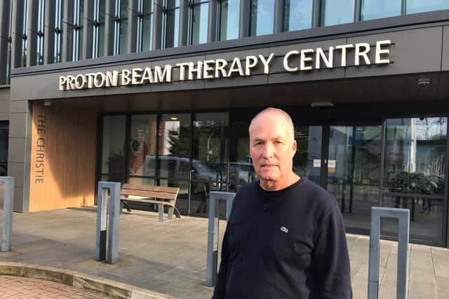 Adrian Bishop, who is the 1,000th patient to receive proton beam therapy at The Christie