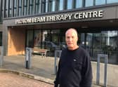 Adrian Bishop, who is the 1,000th patient to receive proton beam therapy at The Christie