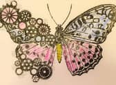 A butterfly artwork produced on Arden Ward at Stepping Hill Hospital in Stockport