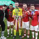 Christian Eriksen joined in the post-match celebrations at Wembley. Credit: Getty.