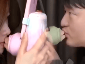 The kissing machine works by pairing the device with a mobile app and plugging the device into the phone’s charging port.