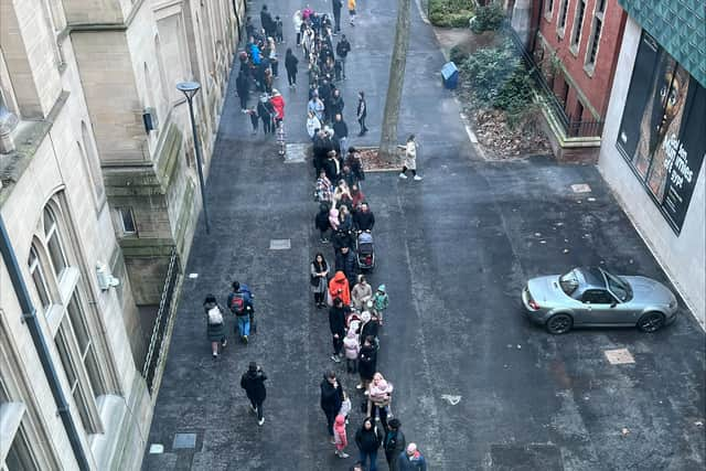 Manchester Museum staff were amazed to see the queues from their office window. Credit: Manchester Museum