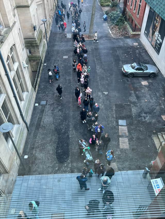Manchester Museum staff were amazed to see the queues from their office window. Credit: Manchester Museum