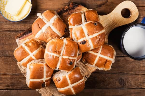 Hot cross buns are usually consumed on Good Friday to mark the end of lent.