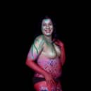 Lakshmi Hariprasad using body paint to raise awareness of endometriosis. Photo: Eveline Ludlow 