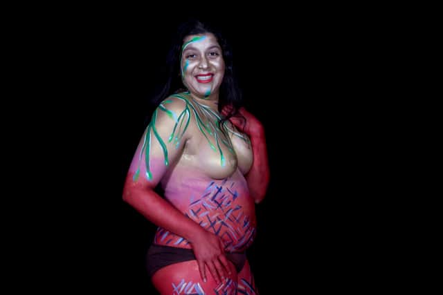 Lakshmi Hariprasad using body paint to raise awareness of endometriosis