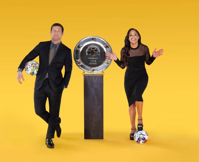 Alex Scott and Dermot O’Leary Credit: UNICEF/Soccer Aid Productions/