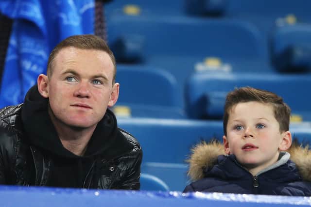 Former Manchester United player Wayne Rooney and son Kai. (Photo by Alex Livesey/Getty Images)