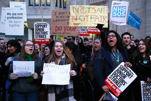 A protest during the previous strike by junior doctors in 2016. Photo: Getty Images