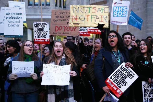 A protest during the previous junior doctors’ strike in 2016. Photo: Getty Images