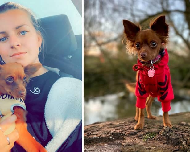 Sofie Hawkins and her dog, Harleigh.