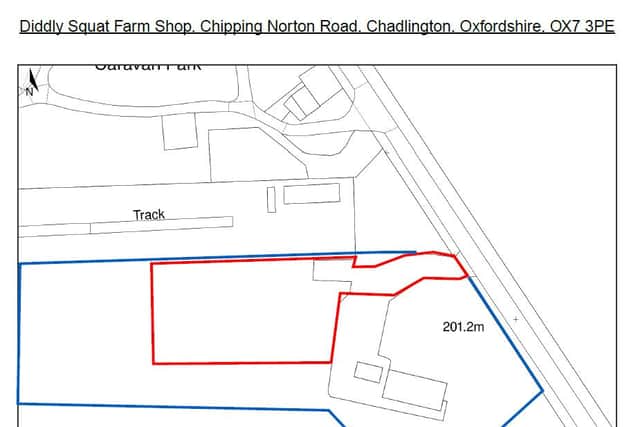 The plans to open a temporary car park at Diddly Squat Farm.
