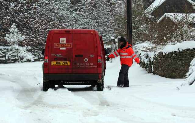 Royal Mail has issued a warning as the severe weather conditions have caused delays in some areas 