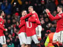 Manchester United won 4-1 in the first leg of the Europa League last-16