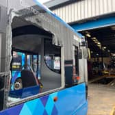 A vandalised Diamond bus Credit: Diamond